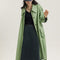Abrigo Trench de Cuero Verde Medio para Mujer