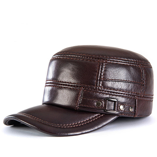 Gorra Plana de Cuero para Hombre con Protección Térmica - Image 5