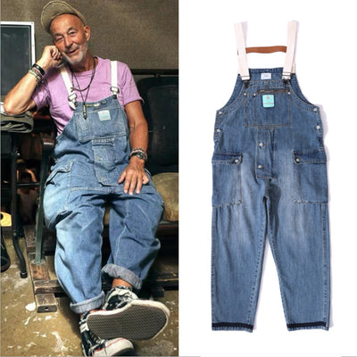Jeans Holgados Tipo Daddy con Tirantes Estilo Japonés Street