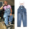 Japanese Street Style Daddy Loose Jeans with Suspenders