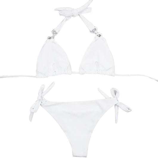 Bikini Bandeau Dividido Color Sólido - Image 13