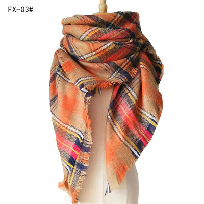 Bufanda Reversible a Cuadros Multicolor con Tacto Cachemira - Image 5
