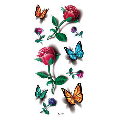 Tatuajes Temporales de Rosas y Mariposas - Impresión a Color Resistente al Agua - Image 35