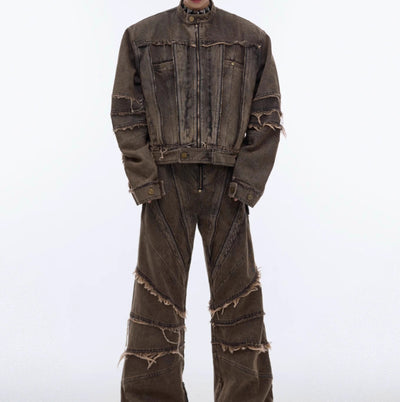 Chaqueta Denim Vintage con Hombros Acolchados y Efecto Desgastado - Image 13