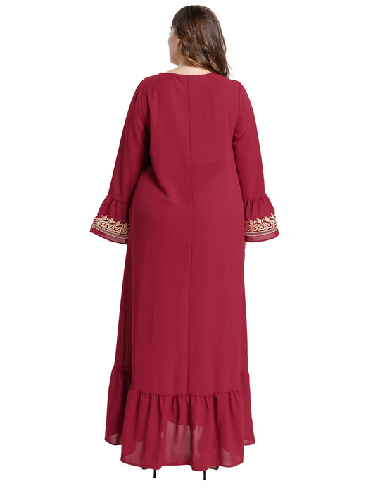 Falda Larga Musulmana Plus Size con Bordados y Bolsillos Funcionales - Image 8