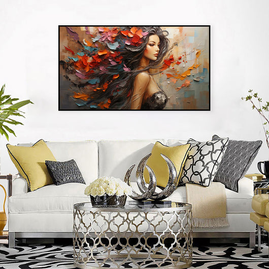 Cuadro Abstracto Pintura al Óleo Mujer Elegante Arte Moderno Textura Lienzo Decorativo - Image 4