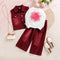 Conjunto Elegante: Blusa Floral 3D Manga Larga con Pantalón Ancho