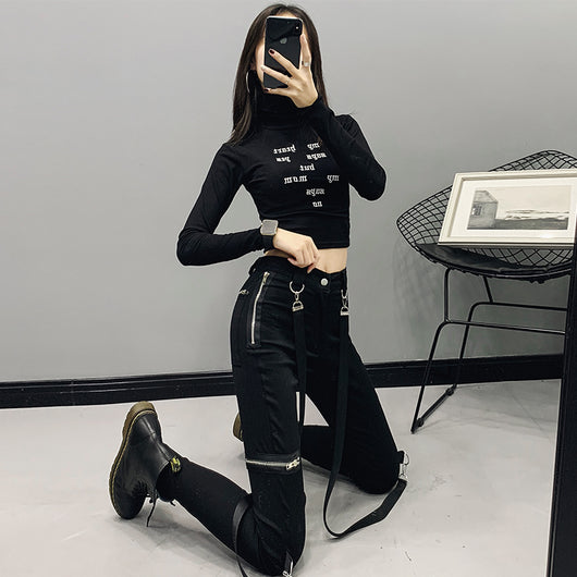 Pantalones Negros Cintura Alta Elásticos Ajustados para Mujer - Image 8