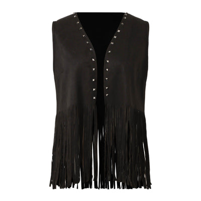 Chaqueta de Gamuza sin Mangas con Flecos y Remaches para Mujer - Image 7