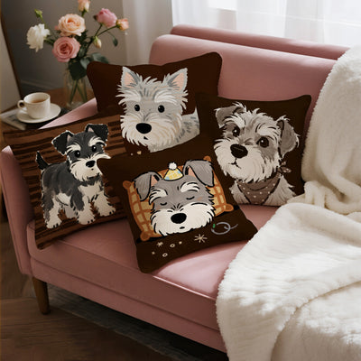 Funda de Almohada Schnauzer Adorable - Diseño Cartoon Perro