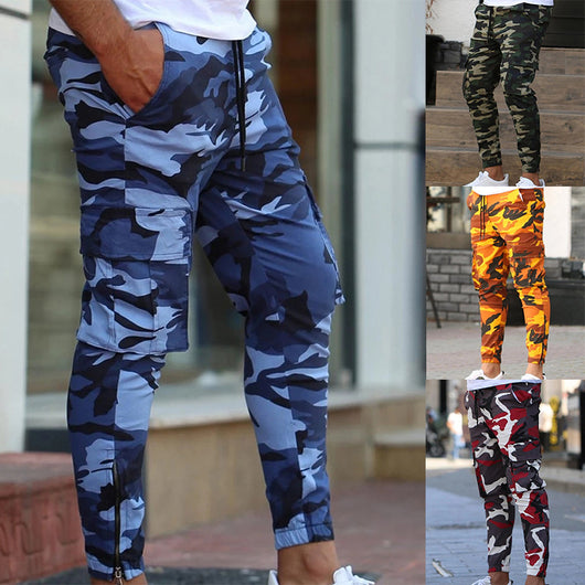 Pantalones Cargo Camuflaje Colorido con Cintura Elástica para Hombre - Image 5