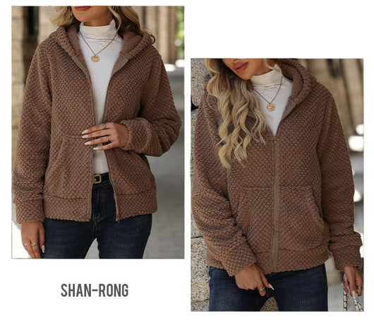 Chaqueta Hoodie Acolchada Suelta con Bolsillos y Cierre para Otoño e Invierno - Image 12