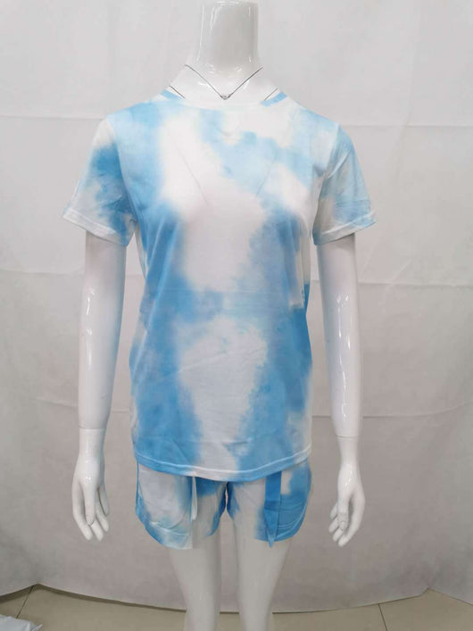 Pijama Tie Dye Estilo Europeo Manga Corta para Casa - Image 25