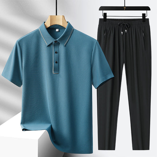 Conjunto Deportivo Polo y Pantalón Ice Silk sin Costuras - Lujo Ligero - Image 6