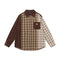 European and American Style Irregular Colorblock Plaid Shirt