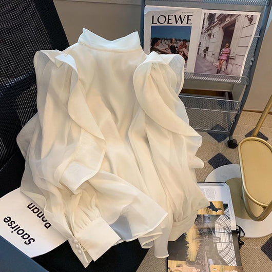 Blusa Chiffon con Moño Francés para Mujer - Corte Holgado y Elegante - Image 11