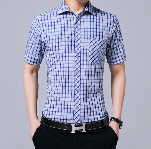 Camisa Cuadros Hombre Cuello Solapa Grande Estilo Casual Profesional - Image 12