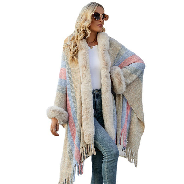 Capa con Capucha Rayada para Otoño e Invierno