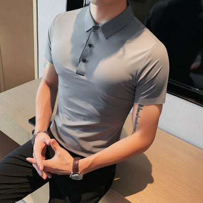 Polo Hombre Ice Silk Transpirable con Cuello Drapeado y Stretch - Image 2