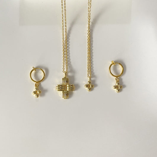 Juego de Collar y Aretes Cruz Diseño Exclusivo para Mayorista - Image 2