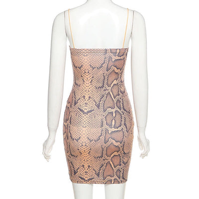 Vestido Ajustado con Falda Cadera Estampado Serpiente y Detalles Calados - Image 13