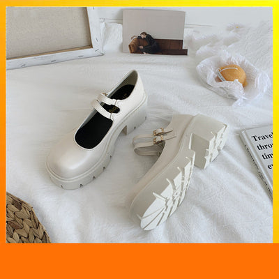 Zapatos de Cuero con Plataforma y Tacón Grueso Retro Primavera - Image 6