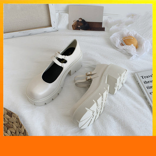 Zapatos de Cuero con Plataforma y Tacón Grueso Retro Primavera - Image 6