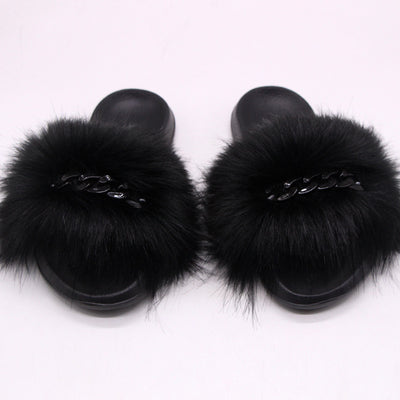 Pantuflas de Piel Sintética de Zorro con Cadena - Sandalias Peluche Cómodas - Image 5