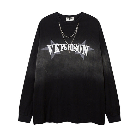 Playera Manga Larga Hombre con Estampado de Letras