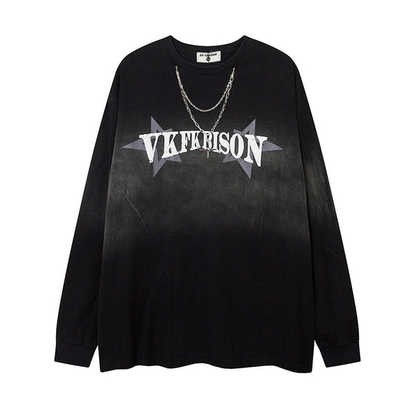 Playera Manga Larga Hombre con Estampado de Letras