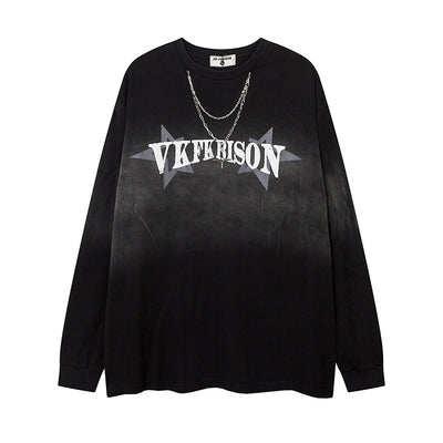 Playera Manga Larga Hombre con Estampado de Letras
