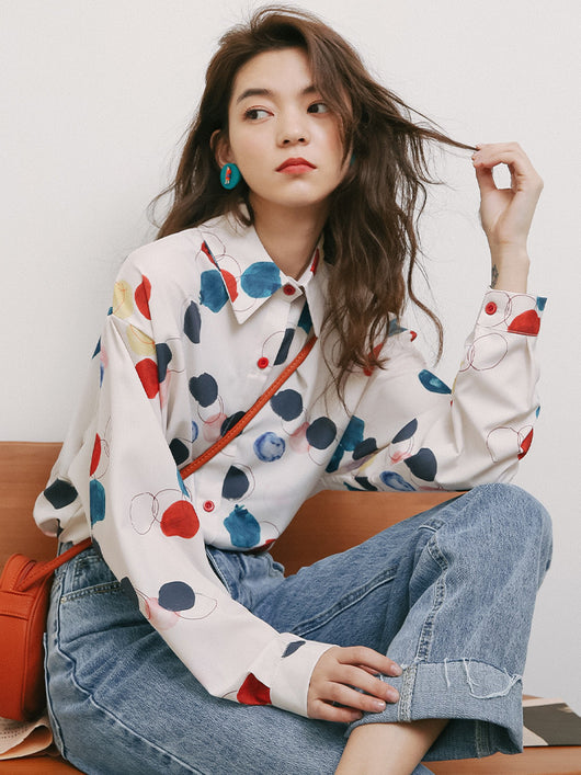 Blusa Retro Estampada Hong Kong Suelta en Chifón para Mujer - Image 8