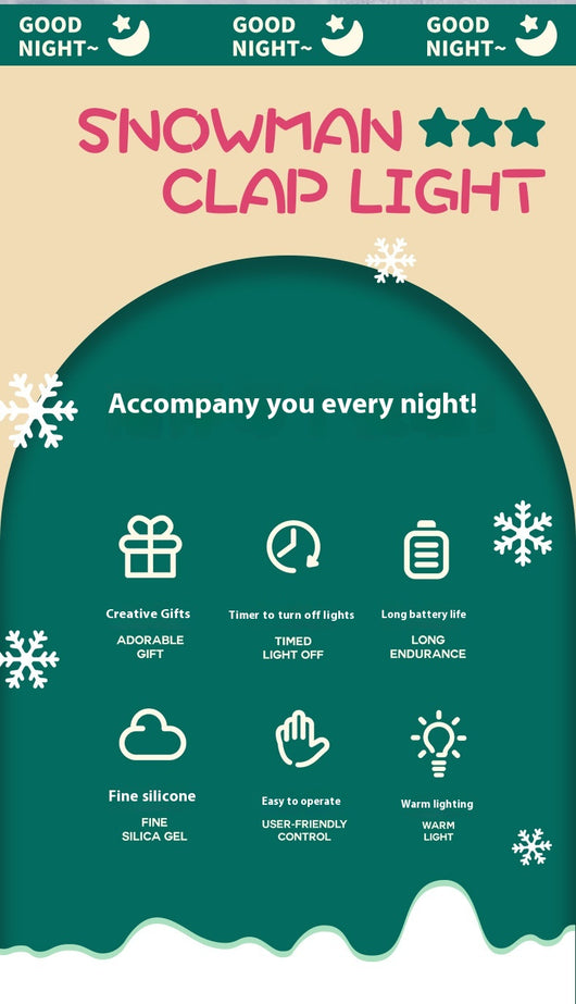 Lámpara Nocturna Muñeco de Nieve - Luz LED Suave para Dormitorio Infantil - Image 7