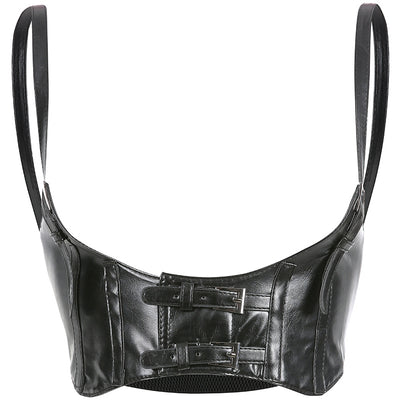 Camiseta de Cuero PU con Tirantes Ajustables y Soporte de Pecho - Image 8