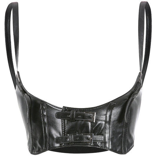 Camiseta de Cuero PU con Tirantes Ajustables y Soporte de Pecho - Image 8