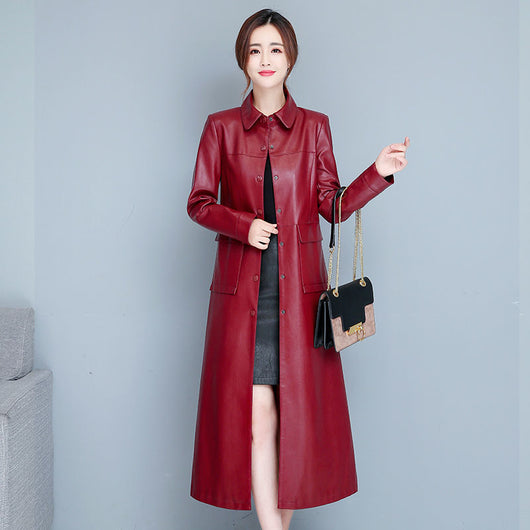 Gabardina de Cuero Fino para Mujer - Elegancia Minimalista - Image 13
