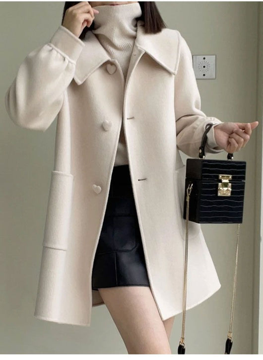 Abrigo de Lana Casual Elegante con Cuello Muñeca para Mujer - Image 13