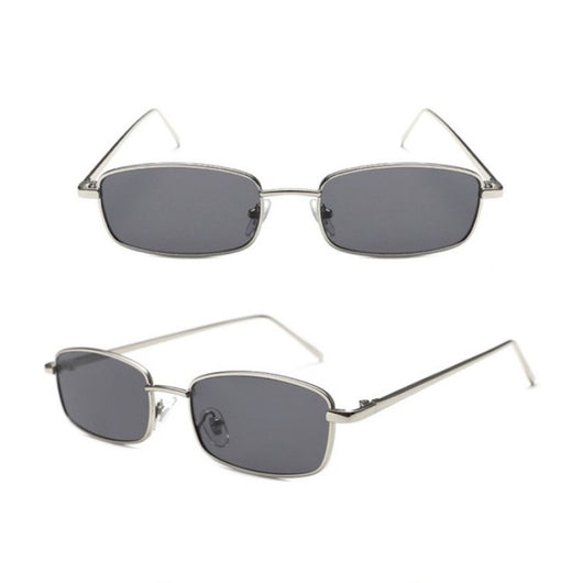 Retro gold metal frame sunglasses with light brown rectangular lenses, displayed on a white surface. - Image 6