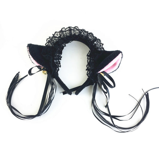 Diadema Orejas de Gato Peluche Kawaii con Campanitas Estilo Celebridad