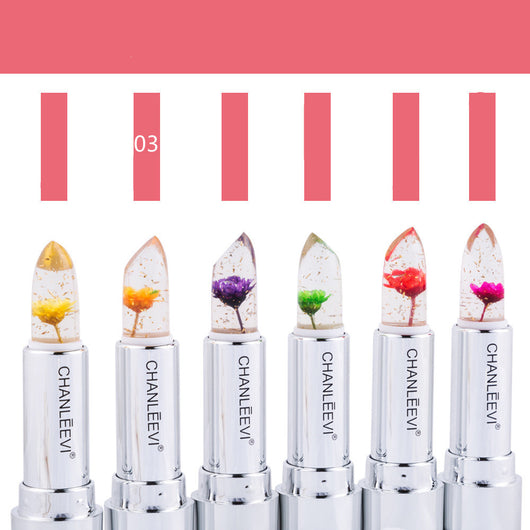 Labial Cristal Cambio de Temperatura con Hoja de Oro Floral - Image 6