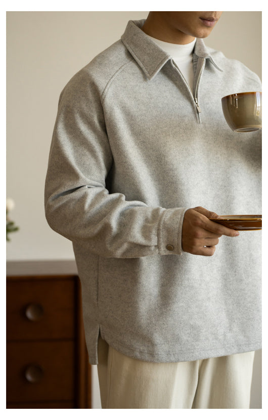 Suéter con Cierre Medio y Cuello Solapa para Hombre - Primavera Otoño - Image 22