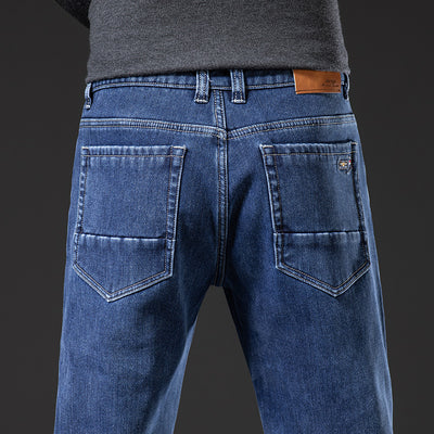 Jeans Rectos Holgados de Tiro Medio con Elasticidad para Hombre - Image 4