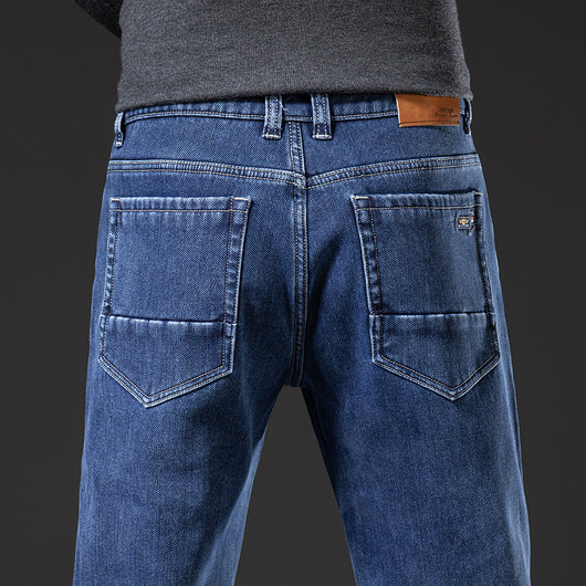 Jeans Rectos Holgados de Tiro Medio con Elasticidad para Hombre - Image 4