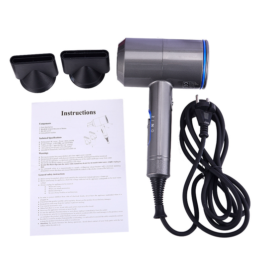 Dark grey hair dryer with pink accents and a perforated nozzle, featuring a slider switch on the handle. - Image 7