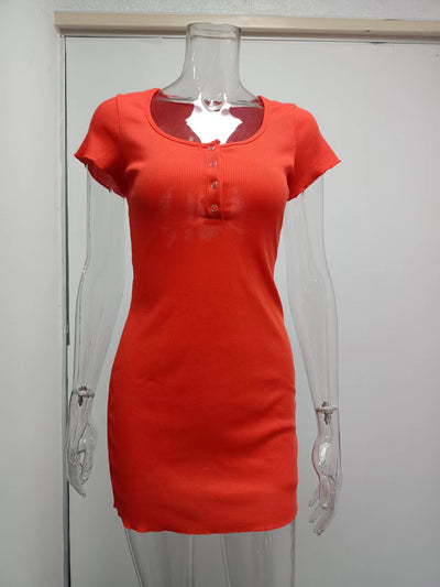 Vestido Corto con Botones de Corte Cadera - Estilo Europeo y Americano - Image 16