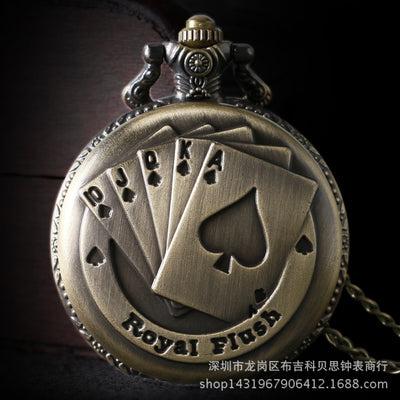Reloj de Bolsillo Vintage Póker Flush Real con Movimiento de Cuarzo - Image 12