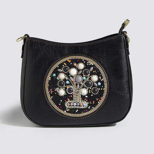 Bolsa Tote Étnica de Turquesa con Cuentas - Diseño Cruzado y Hombro - Image 3