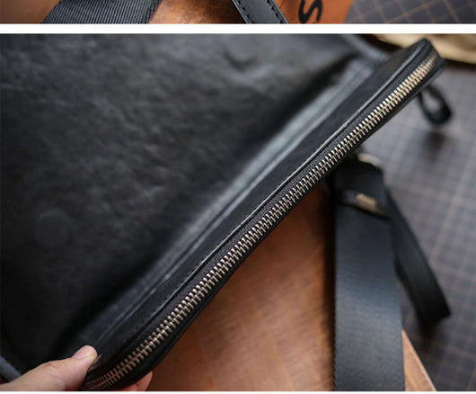 Bolsa de Cuero para Hombre Bandolera Un Hombro Piel Vacuna Suave - Image 14