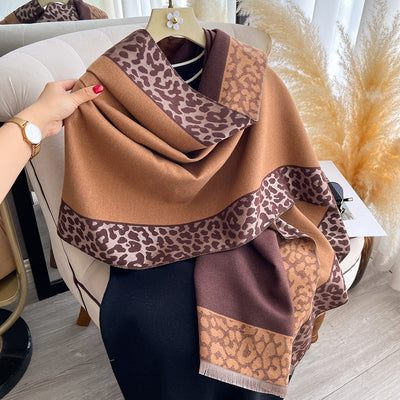 Bufanda Estampado Leopardo de Cachemira Artificial Elegante para Mujer - Image 23