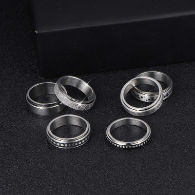 Anillo Giratorio de Acero Inoxidable con Luna y Estrellas para Aliviar Ansiedad - Image 26